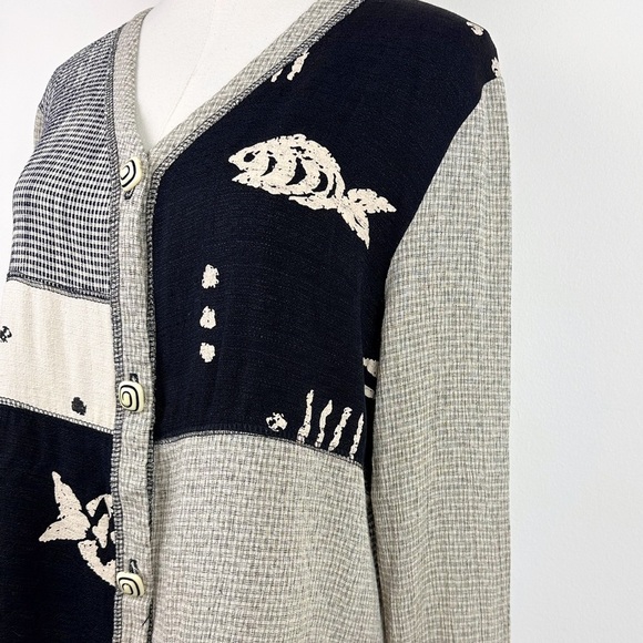 Vintage 90's Gingham Fish Print Cardigan - Picture 11 of 11